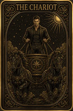 The arcana card The Chariot, showing Vega.